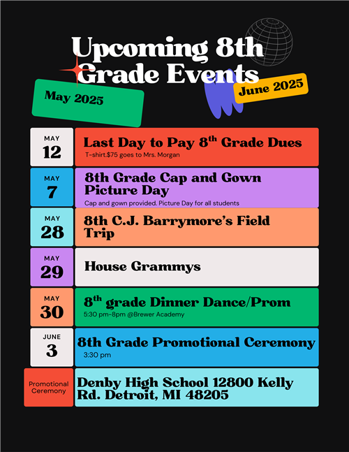 8th grade Upcoming Events 